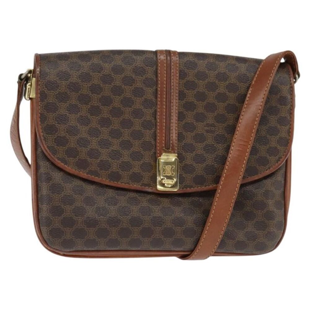 Celine Macadam Shoulder Pvc Leather Brown Pvc Shoulder Bag Bag